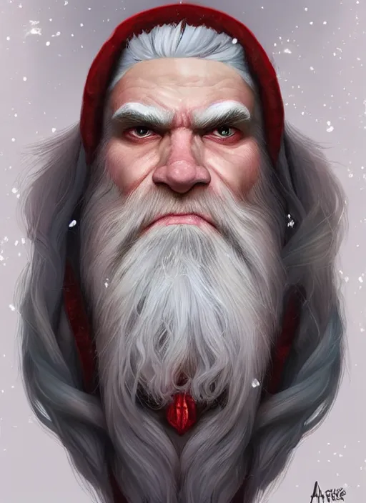 Prompt: dwarf with white hair, red iris, long beard, pale snow white skin, full body character portrait, colorful, highly detailed, studio lighting, digital art by artgerm