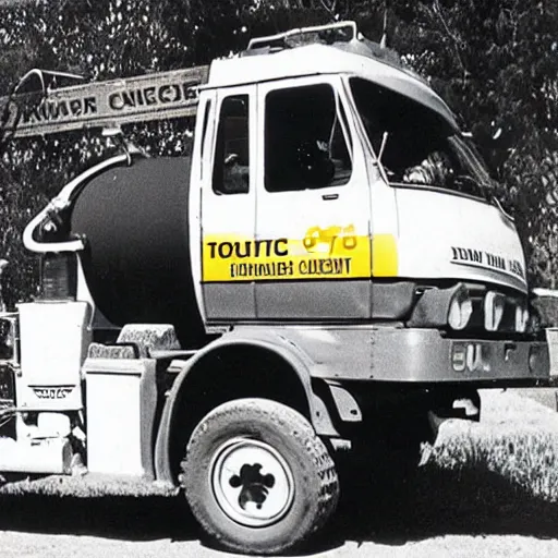 Image similar to cement truck that distributes mustard award winning photo 1970s kodak picture