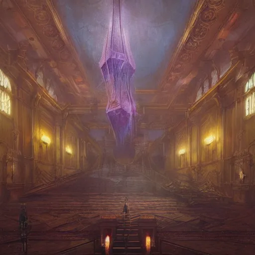 Image similar to eldritch legislature, fantasy, realistic colorful photography, interior, hyperrealism, incredible, award - winning photography, regal, rich colors, by greg rutkowski, lovecraftian