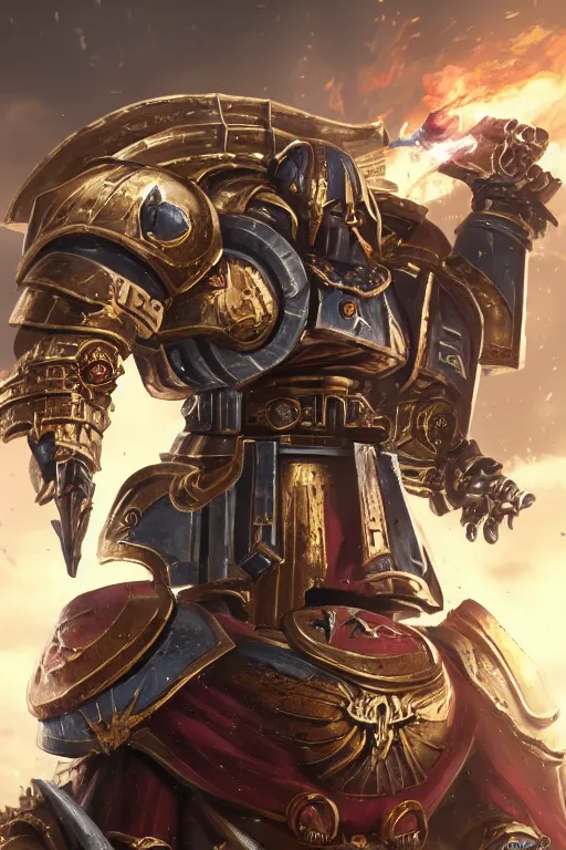 Image similar to armor portrait heros warhammer 4 0 k horus heresy fanart - the primarchs emperor by johannes helgeson animated with vfx concept artist & illustrator global illumination ray tracing hdr fanart arstation zbrush central hardmesh 8 k octane renderer comics stylized