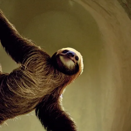 Image similar to portrait of a sloth as neo from the matrix ( 2 0 0 3 ), photo