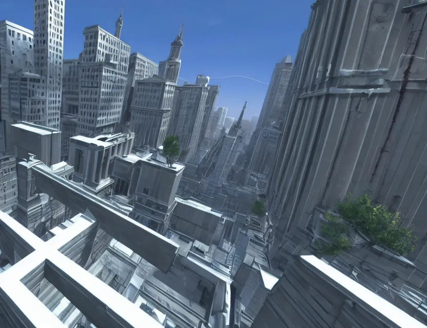 Prompt: mirror's edge in russia, hd, full screen, first person, screen capture, video games, hud included