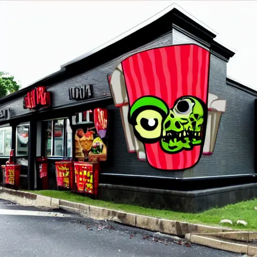 Prompt: zombie fast food restaurant