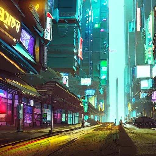 Image similar to a streeview of a cyberpunk city, cinematic lighting, photorealism.