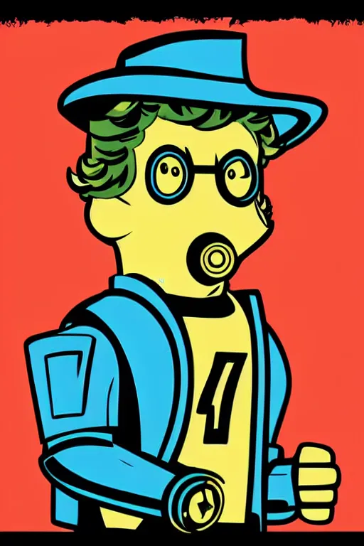 Image similar to fallout 7 6 retro futurist illustration art by butcher billy, sticker, colorful, illustration, highly detailed, simple, smooth and clean vector curves, no jagged lines, vector art, smooth andy warhol style