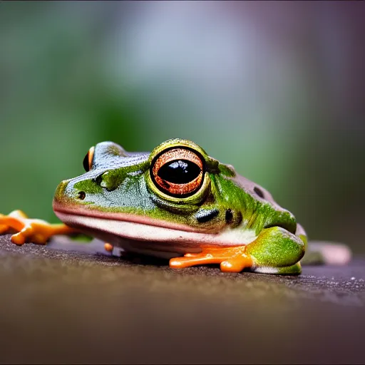 Image similar to a portrait photo of frog dog rabbit gecko, award winning photography, 5 0 mm