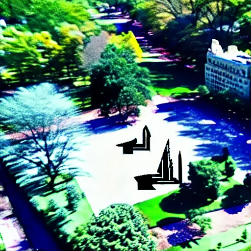 Image similar to egyptian excavation in central park new york drone footage shot on arri alexa flat light high detail blue sky