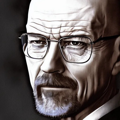 Image similar to walter white as a vampire, detailed digital art, painted by WLOP