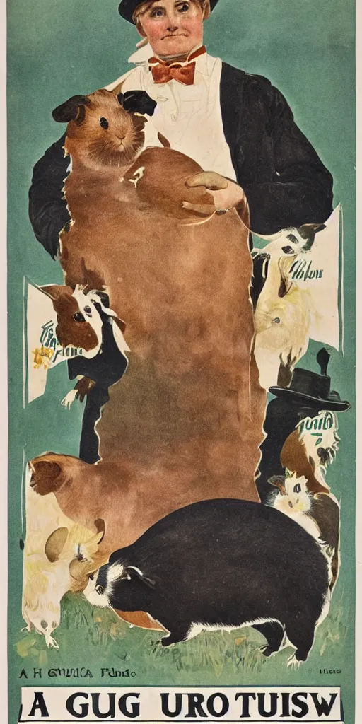 Image similar to a 1 9 1 0 s poster advertising a guinea pig show