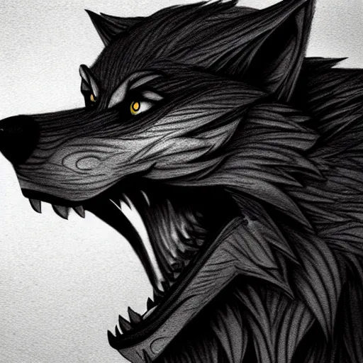 Image similar to werewolf howling at the full moon, side angle, artstation, highly detailed, intricate, pencil