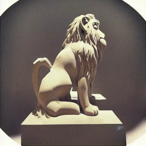 Image similar to Polaroid photo of fragmented greek sculpture of Disney's Lion King