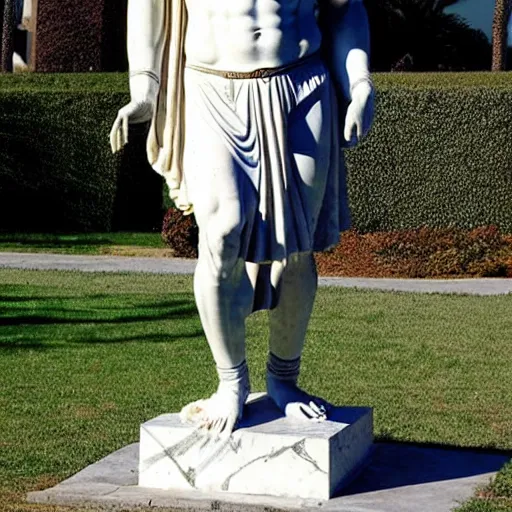 Prompt: ancient greek ancient statue marble sculpture of shaquille o'neal, full body, highly detailed