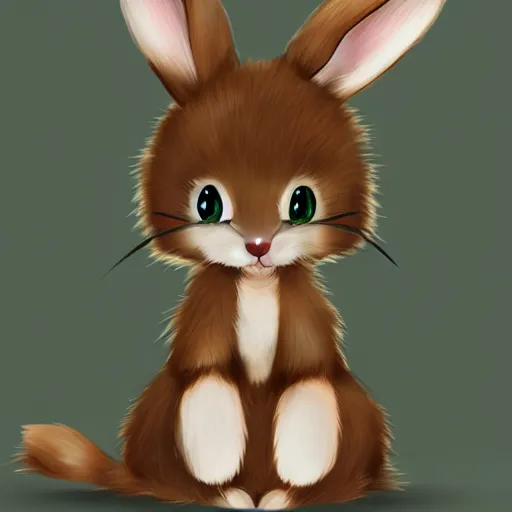 Image similar to cute furry bunny, green eyes, light brown fur, anime, wlop