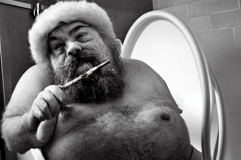 Image similar to 600 pound Dwarf smoking on the toilet