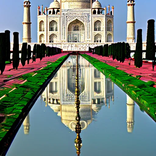 Prompt: Picture of the taj mahal in france. Photography. Landscape.
