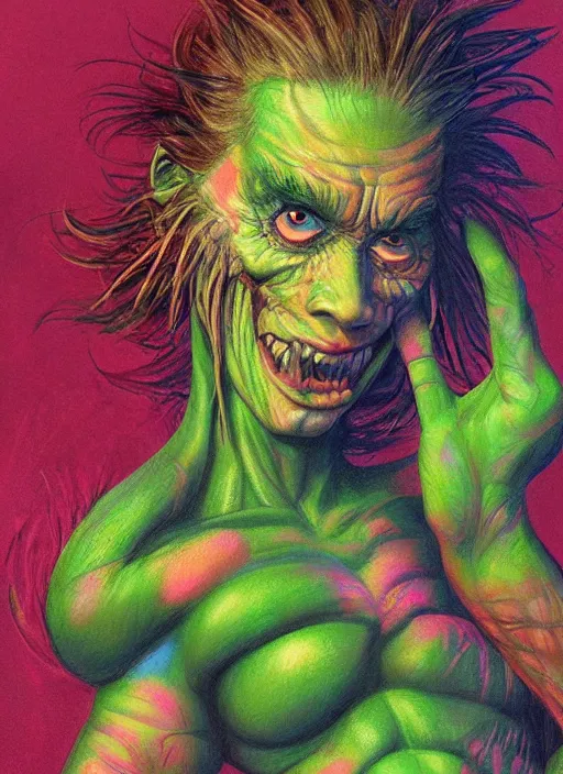 Image similar to cute monsters, colorful, digital art, fantasy, magic, trending on artstation, ultra detailed, professional illustration,chalk, portrait artwork by Basil Gogos , clean