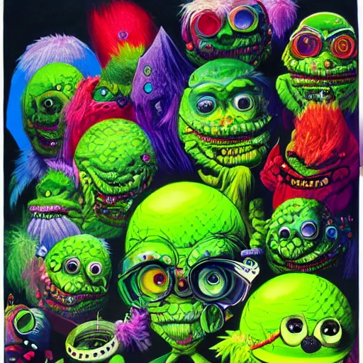 Prompt: a million tennis ball monsters, colorful, digital art, fantasy, magic, chalk, trending on artstation, ultra detailed, professional illustration by basil gogos