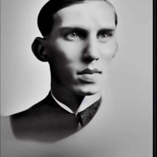 Image similar to A photograph portrait of Jerma985 with short hair in the early 1930s, taken in the early 1930s, grainy, taken on a early 1930s Kodak Camera, realistic, hyperrealistic, very realistic, highly detailed, very detailed, extremely detailed, detailed, digital art, trending on artstation