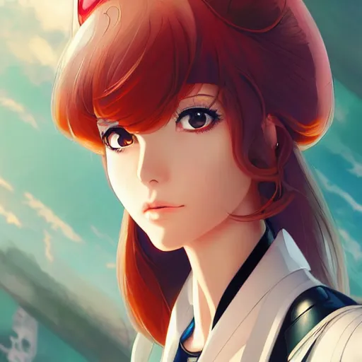 Image similar to An anime portrait of beautiful girl still from Robotech 1985 by Stanley Artgerm Lau ,WLOP, Ilya Kuvshinov ,James Jean, Andrei Riabovitchev , symmetrical