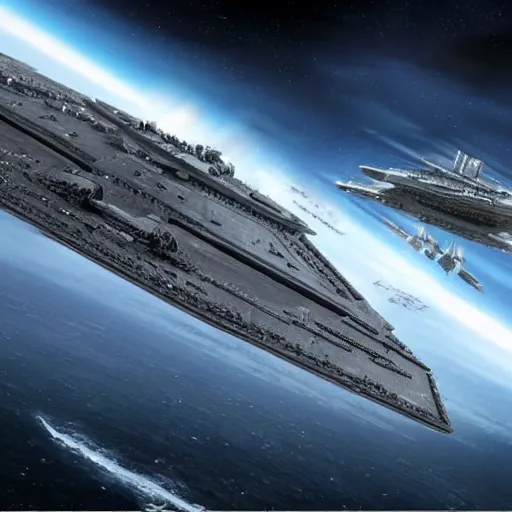 Image similar to star destroyer vs uss enterprise