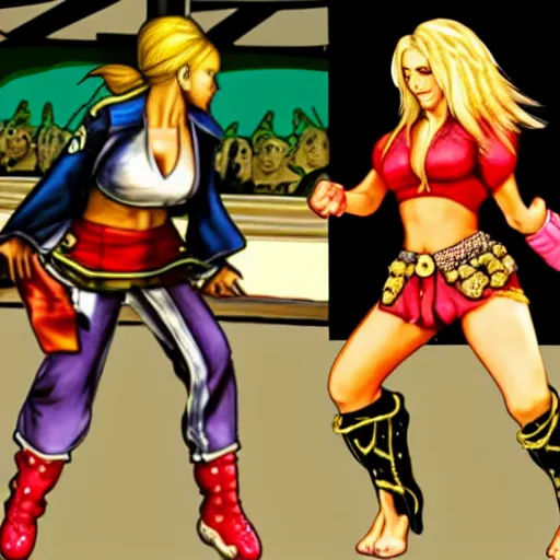 Image similar to shakira vs britney spears street fighter style