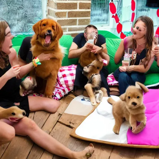 Image similar to puppies having a frat party