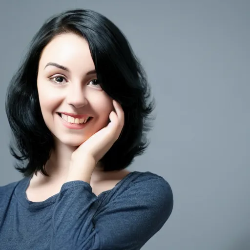 Image similar to photo of a young woman with short wavy black hair