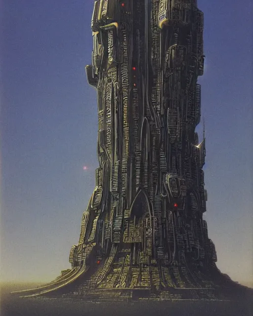 Image similar to cyberpunk tower by ralph mcquarrie and frank lloyd frank lloyd and bruce pennington and ted nasmith