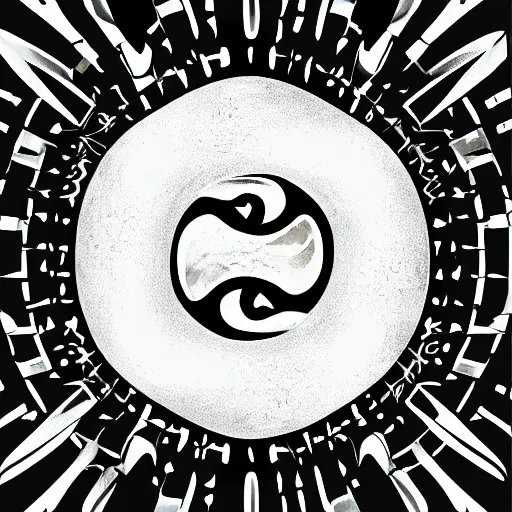 Prompt: digital illustration of yin yang flow