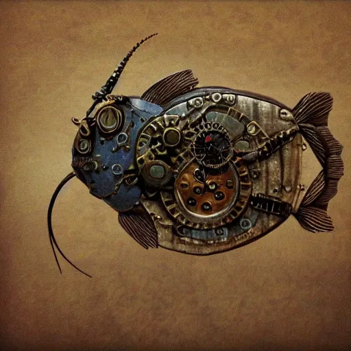 Image similar to steampunk fish