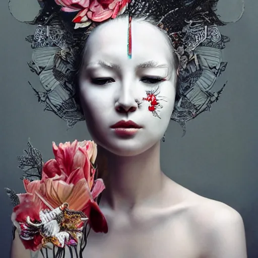 Prompt: A beautiful sculpture by Sandra Chevrier and Zhang Jingna, intuitive