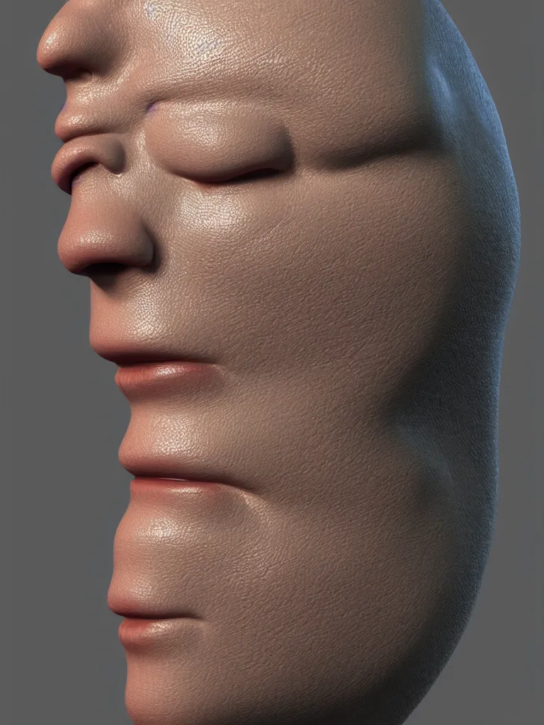 Prompt: simple primitive tube shape, textured with photorealistic human skin, photoreal details, straight smooth vertical, highly realistic bump map, surface painter, pixar renderman, metahuman