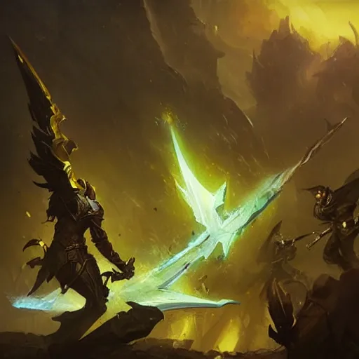 Image similar to yellow battle hammer, fantasy game art by greg rutkowski, fantasy rpg, league of legends