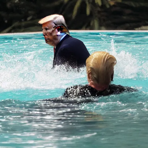 Image similar to donald trump swimming in the shit