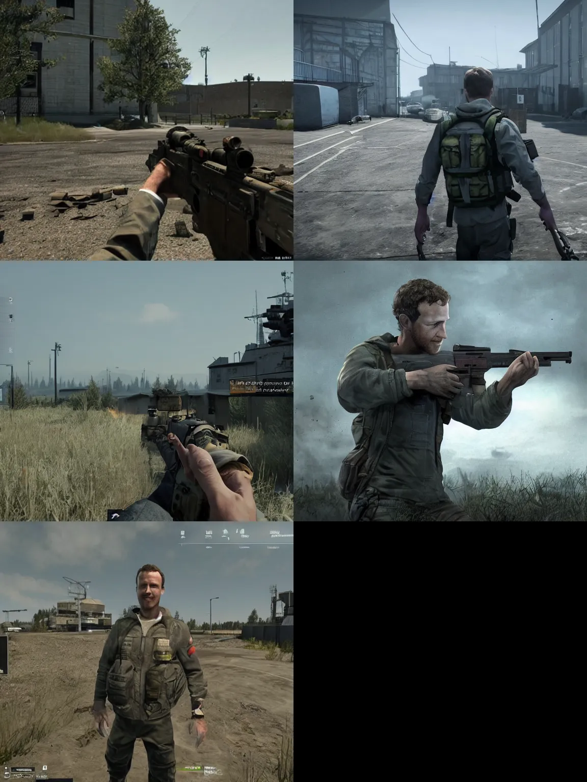 Prompt: Mark Zuckerburg losing in escape from tarkov