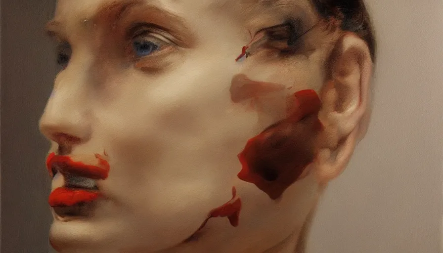 Prompt: painting by borremans, portrait, detailed, stunning, hyperrealism, dynamic lighting, octane render