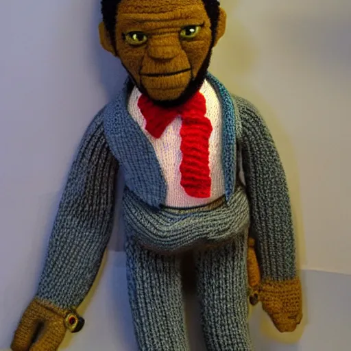 Image similar to knitted morgan freeman doll