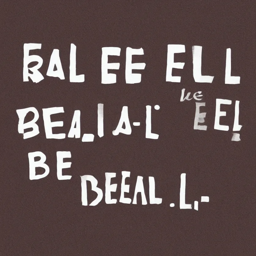 Prompt: bereal, be real, app, [ the words be real ]. text