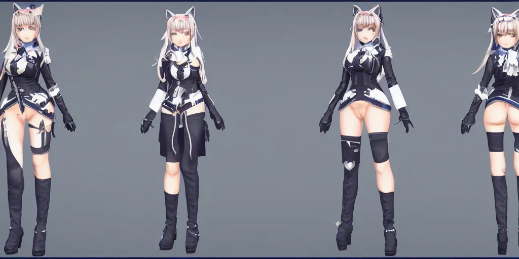 Prompt: character sheet of Atago (Azur lane) as a champion in the game wild rift, 3d render, trending on art station, unreal engine 5, 4K, highly detailed, realistic, volumetric