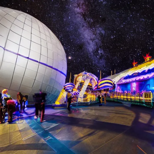 Prompt: Liminal space in outer space, Themepark