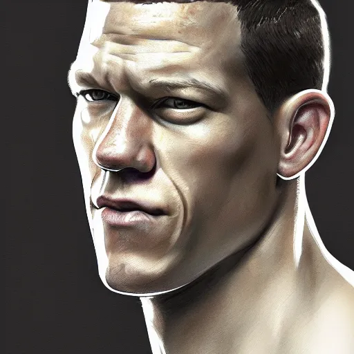 Image similar to a well designed portrait of John Cena , detailed, realistic, sketch style, Artstation,Greg Rutkowski, 8K resolution.