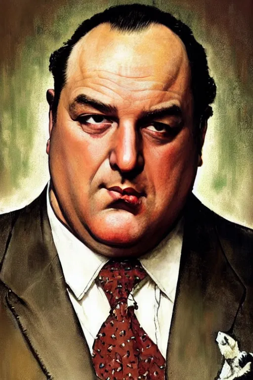 Prompt: tony soprano from the sopranos painted by norman rockwell