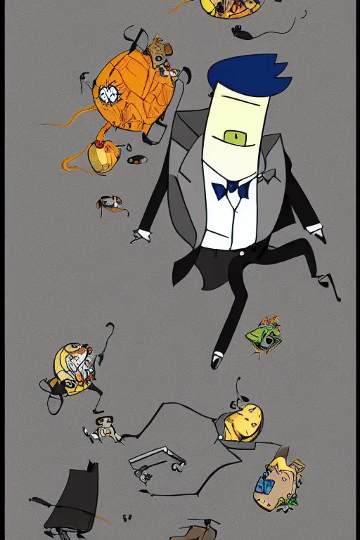 Image similar to gentleman in suit in style of adventure time, detailed, clean