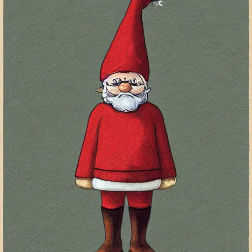 Image similar to illustration of a knome by Rien Poortvliet in the style of Rien Poortvliet