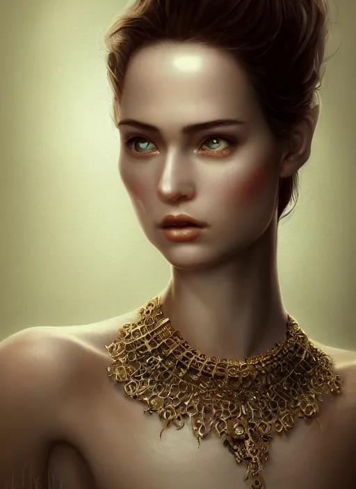 Prompt: realistic character concept, porcelain skin woman with lots of jewelry in the face, elegant pose, scifi, illustration, slender symmetrical face and body, artstation, cinematic lighting, hyperdetailed, cgsociety, 8 k, high resolution, charlie bowater, natalie shau, single face, insanely detailed and intricate, beautiful, elegant, golden ratio, artdeco