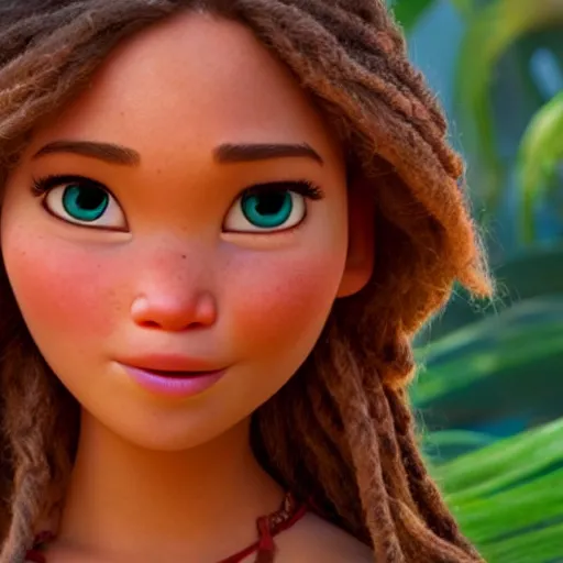 Image similar to A Still of Jennifer Lawrence as a cute Pixar character in the film Moana (2016), hyperdetailed, 8k, trending on Artstation