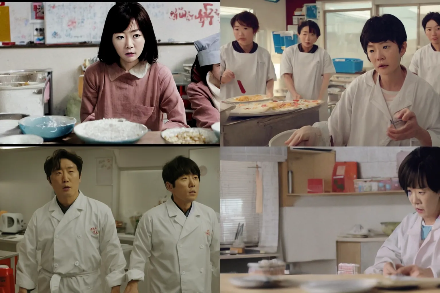 Prompt: film still from a korean film about a teacher who cooks meth