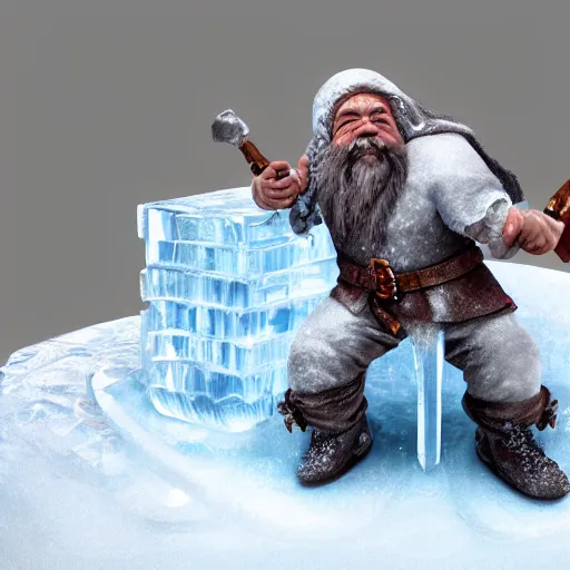 Prompt: a dwarf made out of ice lying down, a highly detailed digital painting, octane render trending