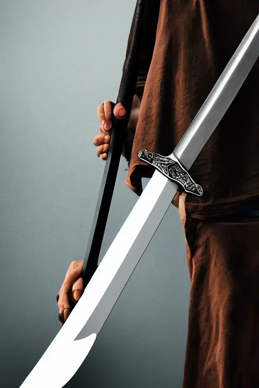 Image similar to person holding comically large sword, 4 k, artistic