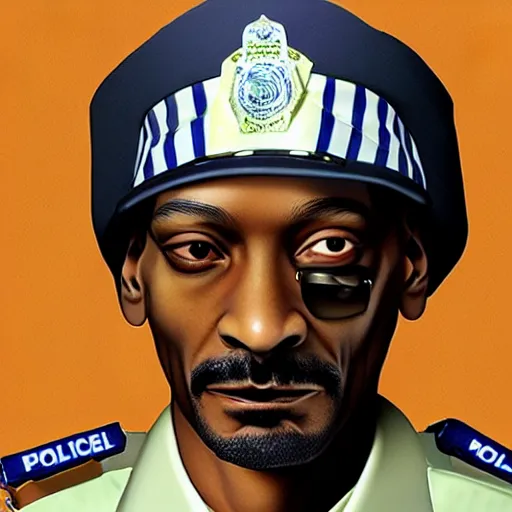 Image similar to Snoop Dog as a police-man, photorealistic, hyperdetalied,high quality,